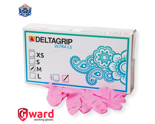 Розовые нитриловые мультифункциональные перчатки «Deltagrip Ultra LS»