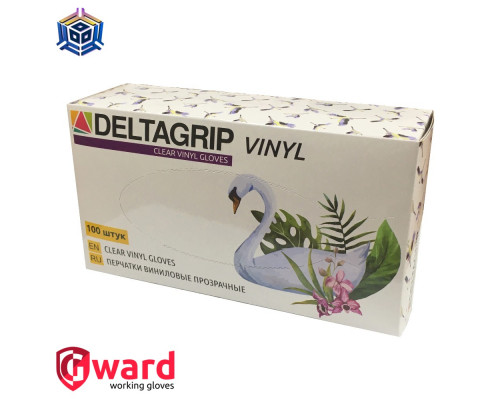 Прозрачные гладкие виниловые перчатки «Deltagrip Vinyl Clear»