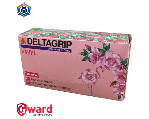 Розовые виниловые перчатки «Deltagrip Vinyl Pink»