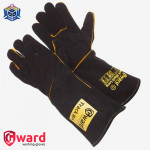 GWARD Track Black Long Краги из спилка черного цвета с широким раструбом, длина 42 см