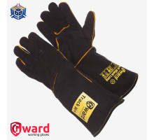 GWARD Track Black Long Краги из спилка черного цвета с широким раструбом, длина 42 см
