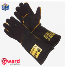 GWARD Track Black Long Краги из спилка черного цвета с широким раструбом, длина 42 см