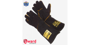 GWARD Track Black Long Краги из спилка черного цвета с широким раструбом, длина 42 см