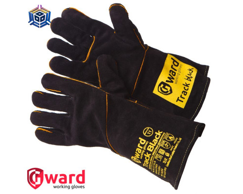 GWARD Track Black Краги из спилка черного цвета с широким раструбом