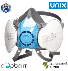 Респиратор фильтрующий UNIX 1100 (силикон) противоаэрозольные фильтры UNIX 203 P3 RD